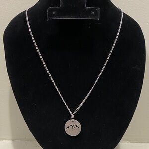 Sterling Silver Mountain Cutout Pendant Necklace 18”